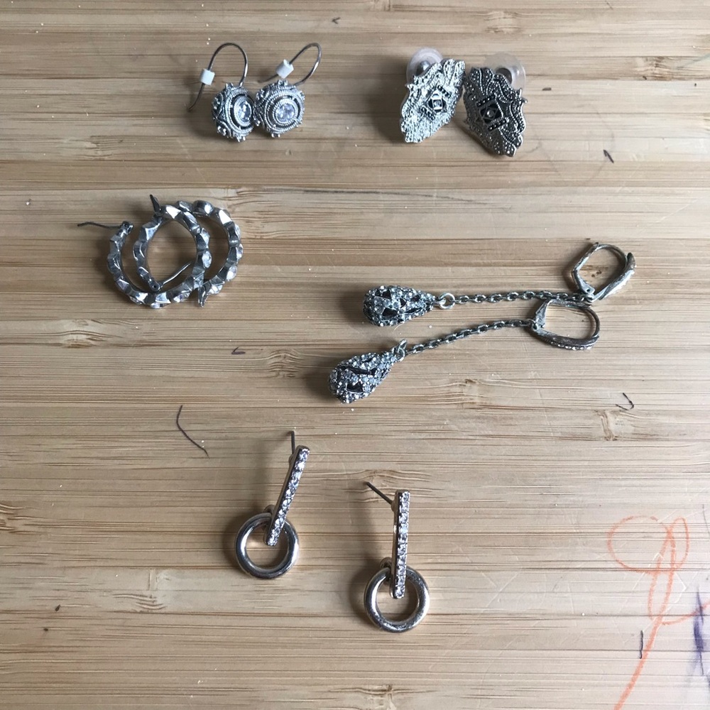 Lot of 5 pairs of silver earrings